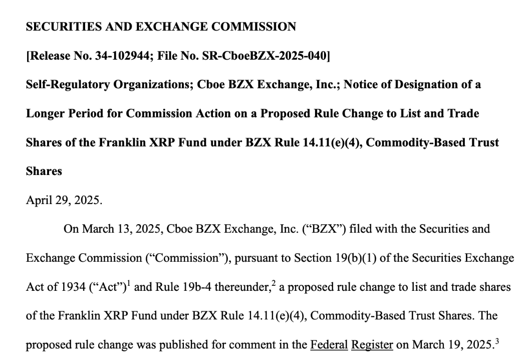 La SEC de EE. UU. pospone el veredicto sobre el ETF de Ripple (XRP) | SEC.gov